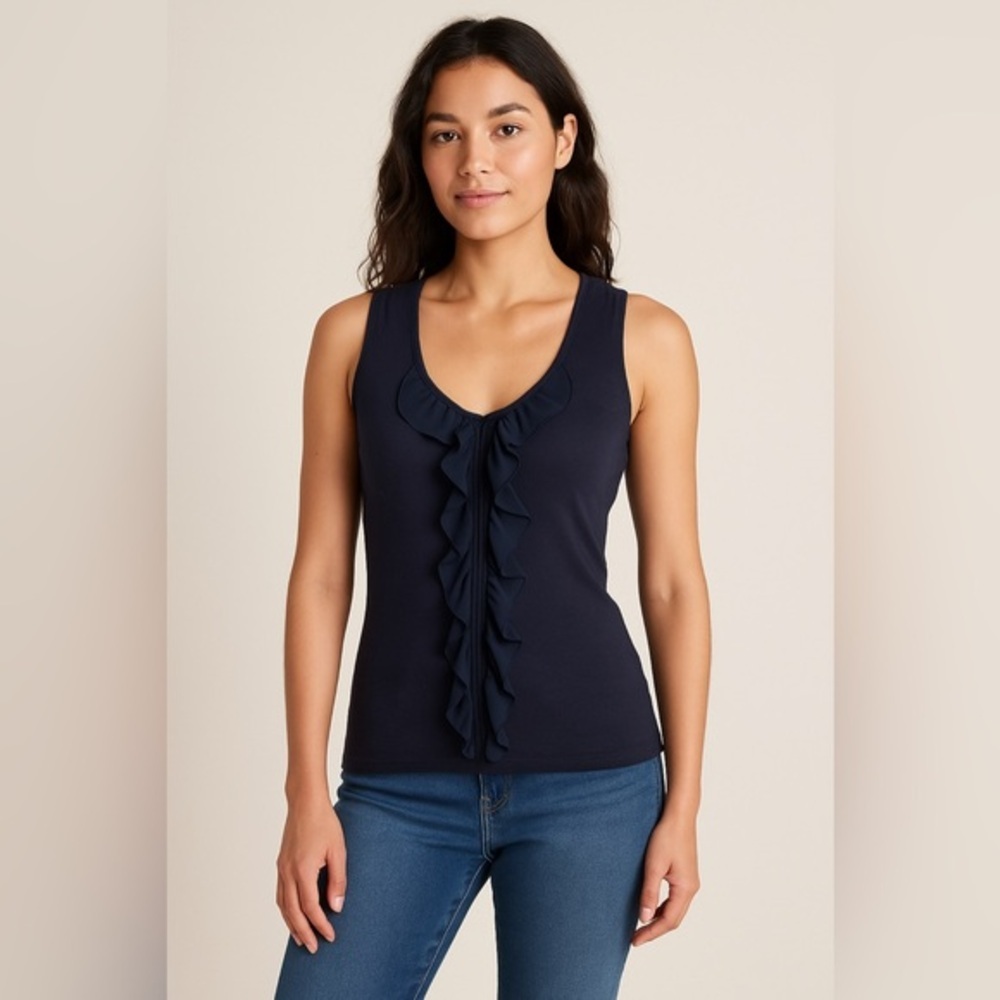 Banana Republic Blue Ruffled Tank Top Size XS